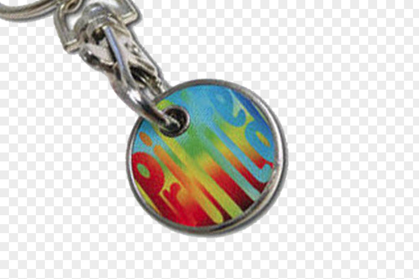 Full Colour Locket Coin Metal Key Chains Textile Printing PNG