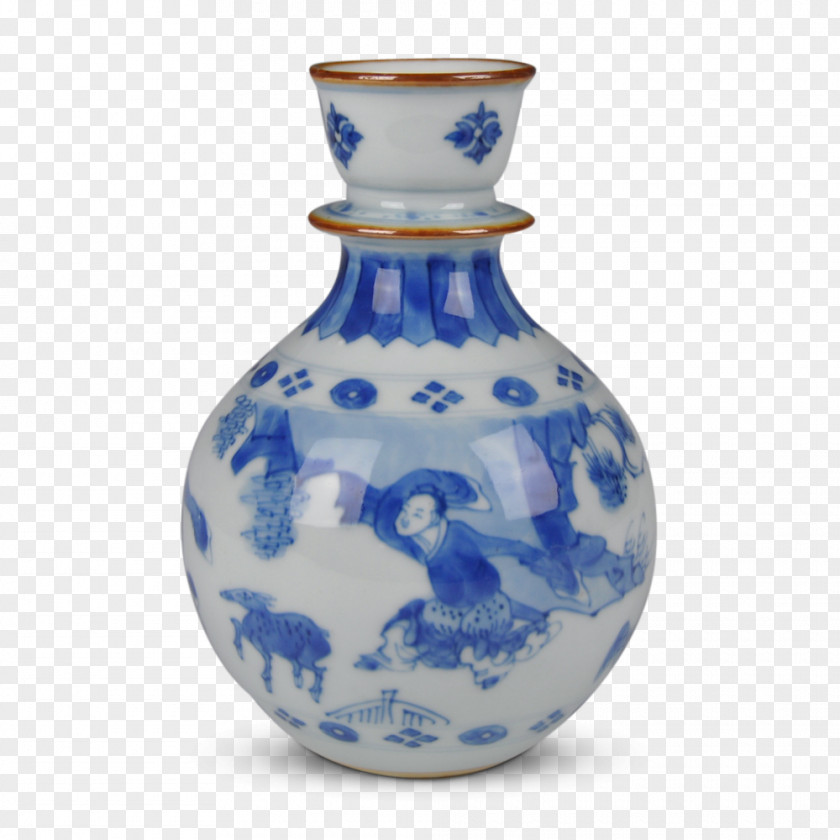 Three-dimensional Anti Japanese Victory Blue And White Pottery Vase Ceramic Cobalt PNG