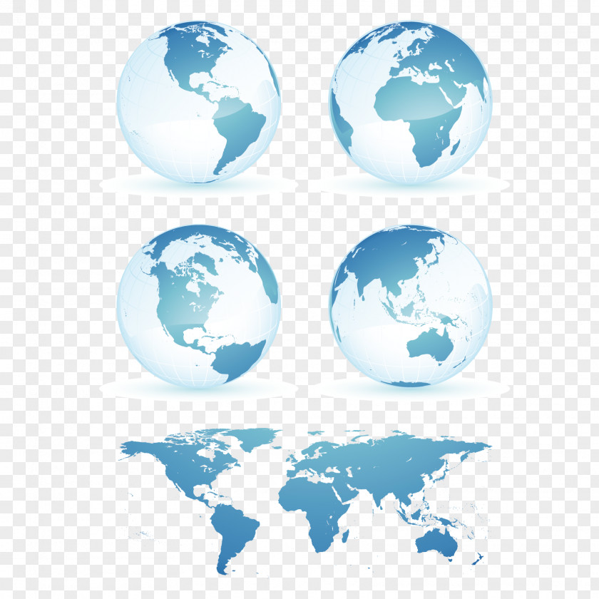 Blue Globe And World Map Vector Material Earth PNG