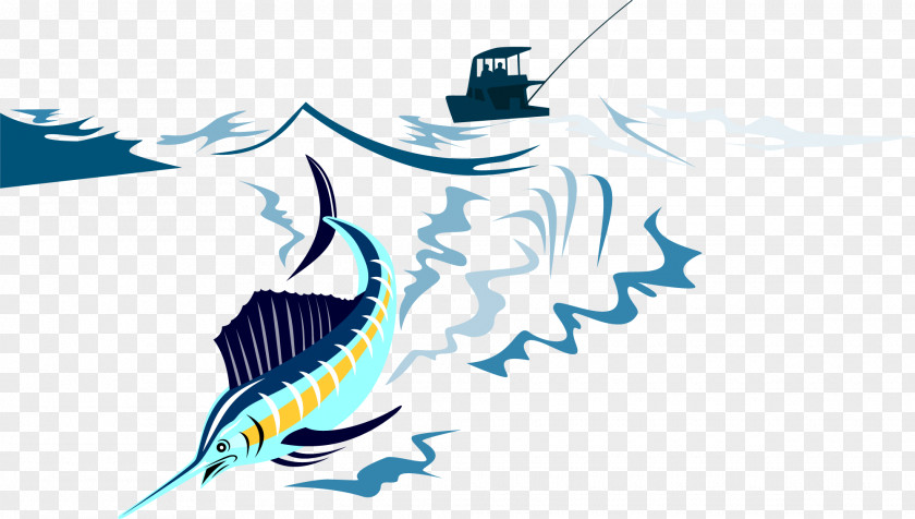 Vector Painted Fishing Logo Illustration PNG