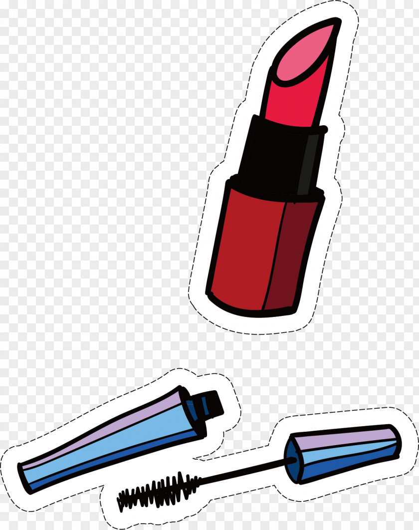 Cartoon Lipstick Material Mascara PNG