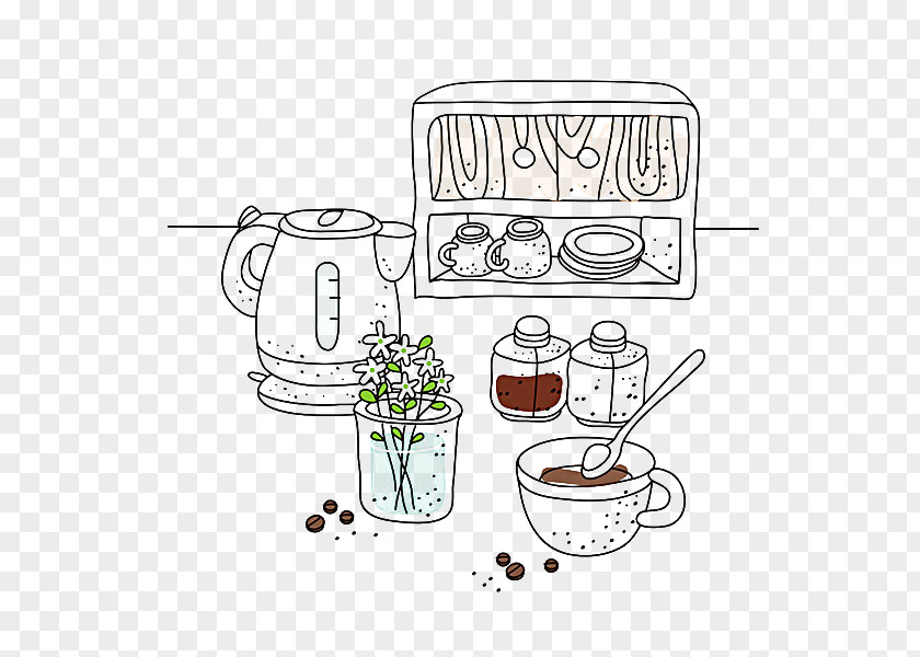 Coffee Facilities Drawing Illustration PNG