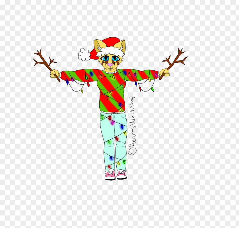 Colored Christmas Tree Light Effect Costume Clown Character Clip Art PNG