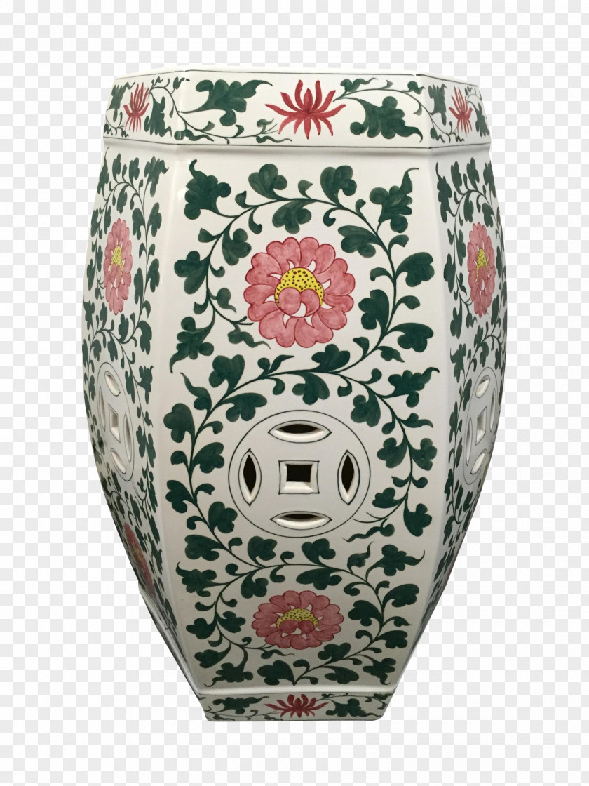 Hand-painted Flowers Decorated Vase Stool Ceramic Furniture Chairish PNG