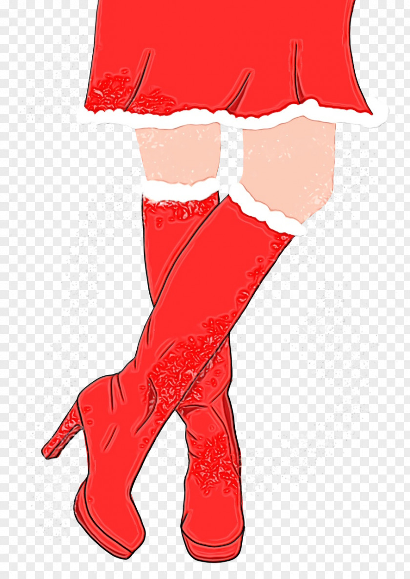 High-heeled Shoe Pin-up Girl Stocking Red PNG