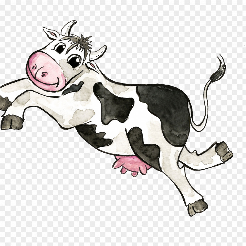 Illustration Dairy Cattle Watercolor Painting Clip Art Drawing PNG