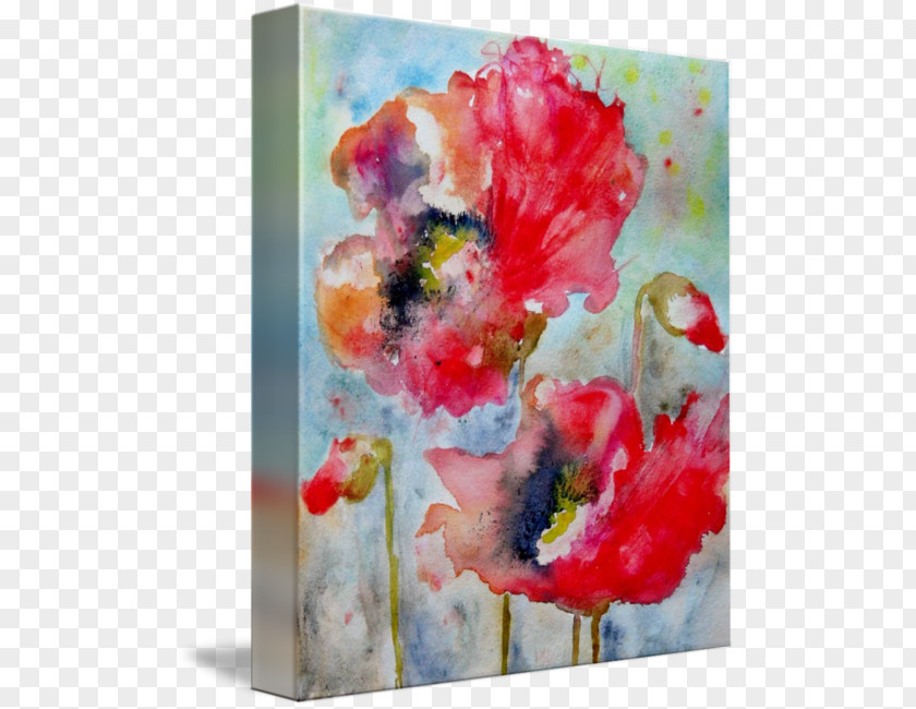 Watercolor Poppy Painting UGallery Art PNG