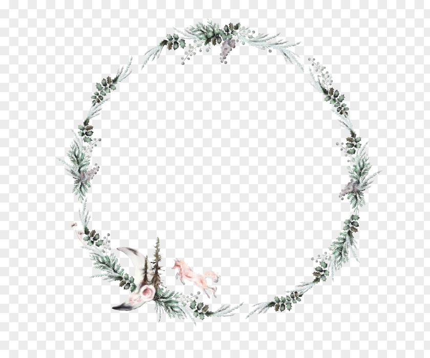 Twig Plant Christmas Wreath Drawing PNG