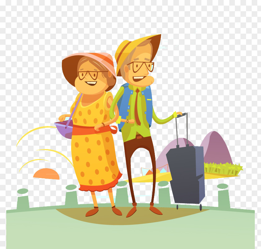 Elderly Couple Travel Cartoon Royalty-free Photography Illustration PNG