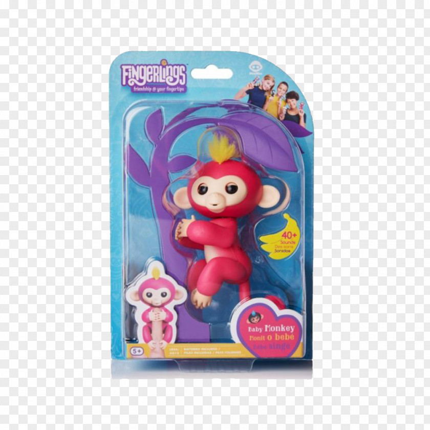 Monkey WowWee Fingerlings Pink Toy PNG