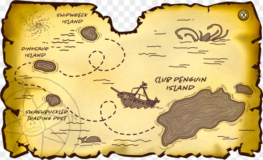 Hand-drawn Map Club Penguin Island Penguin: Elite Force PNG