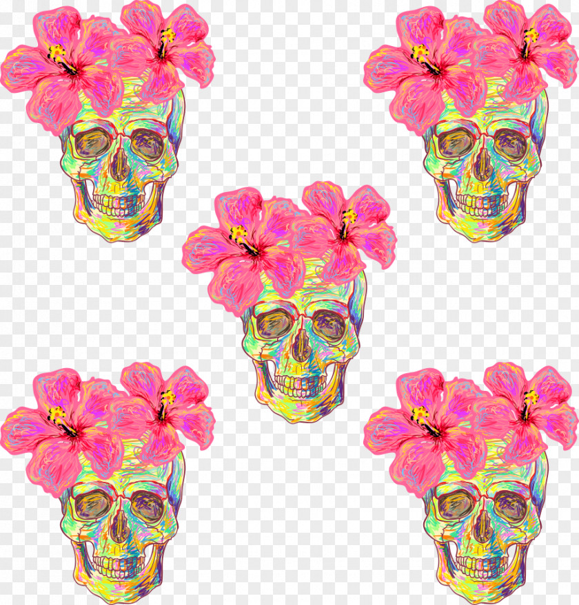 Vector Flowers Skull Flower Euclidean Shutterstock Pattern PNG