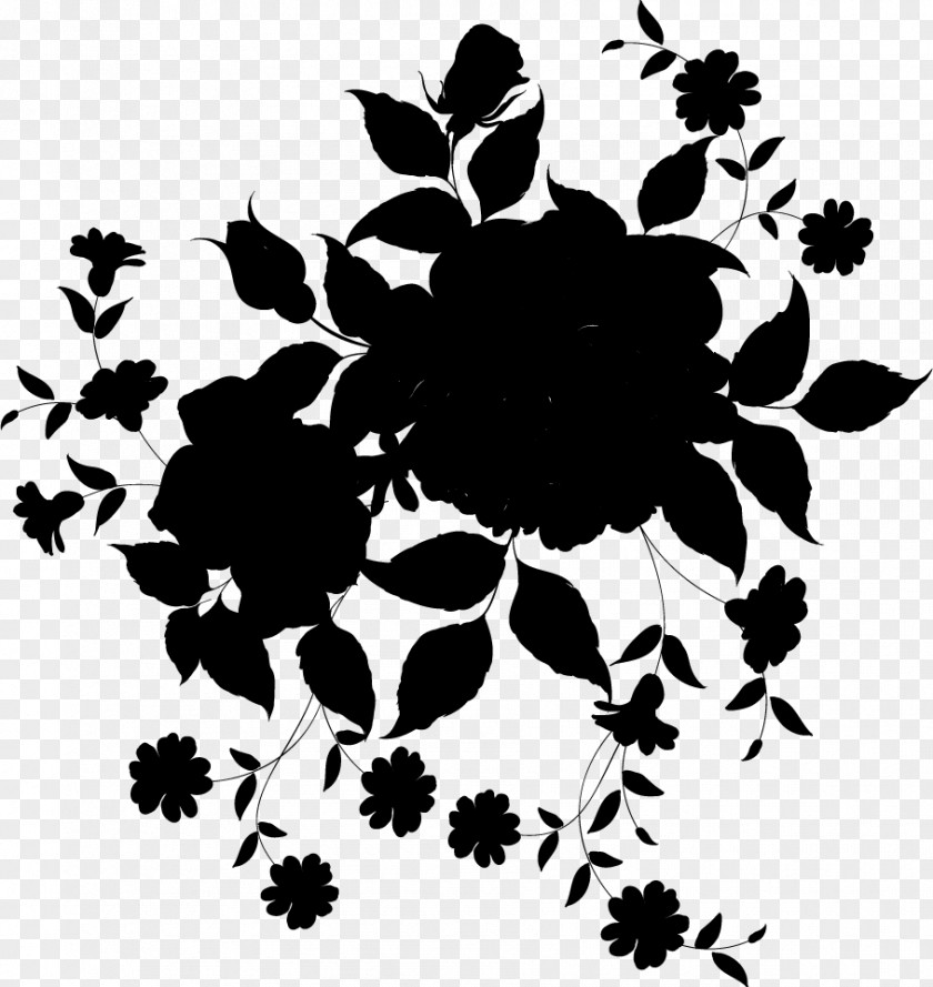 M Pattern Floral Design Petal Black & White PNG