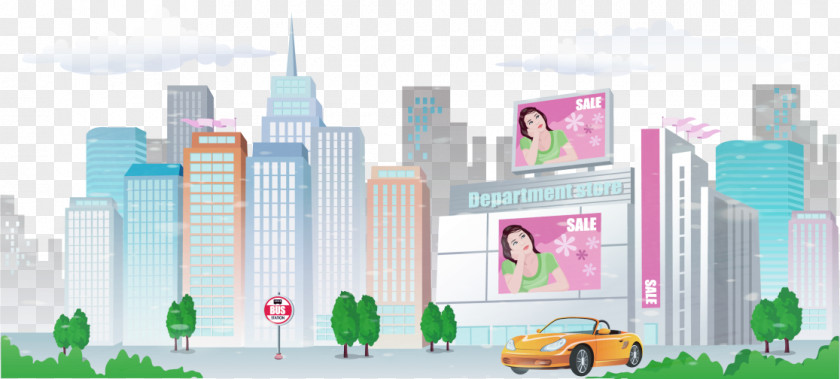 Hand-painted City Image Skyscraper Graphic Design Building Architecture PNG