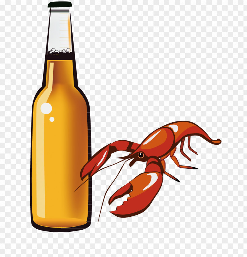 Wine And Beer Spiny Lobster Alcoholic Beverages Bottle PNG