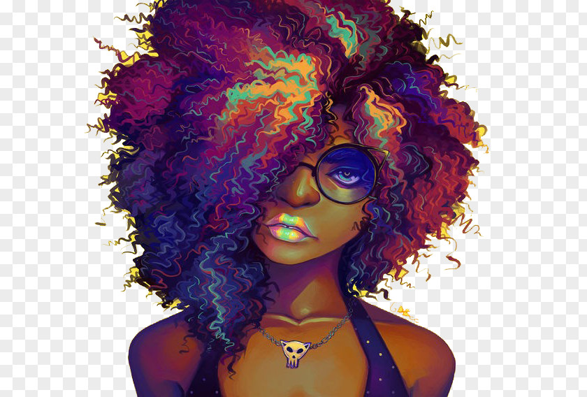 Purple Cool Beauty Afro Artist Drawing Work Of Art PNG