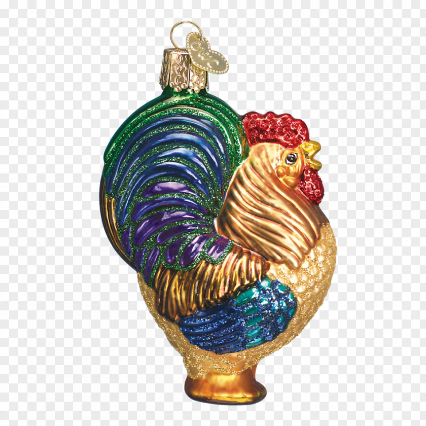 Rooster Christmas Ornament Brahma Chicken Glass PNG
