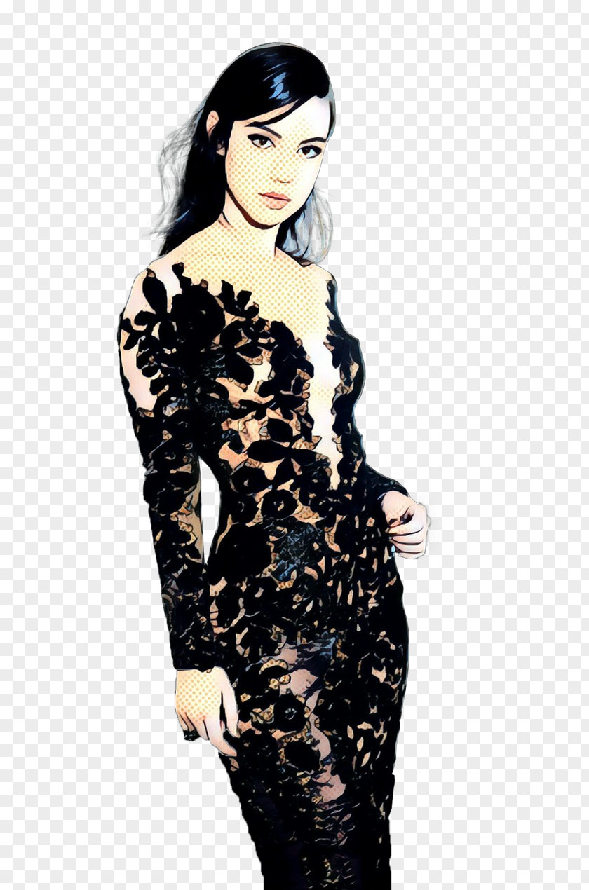 Black Hair Fashion Design Retro Background PNG