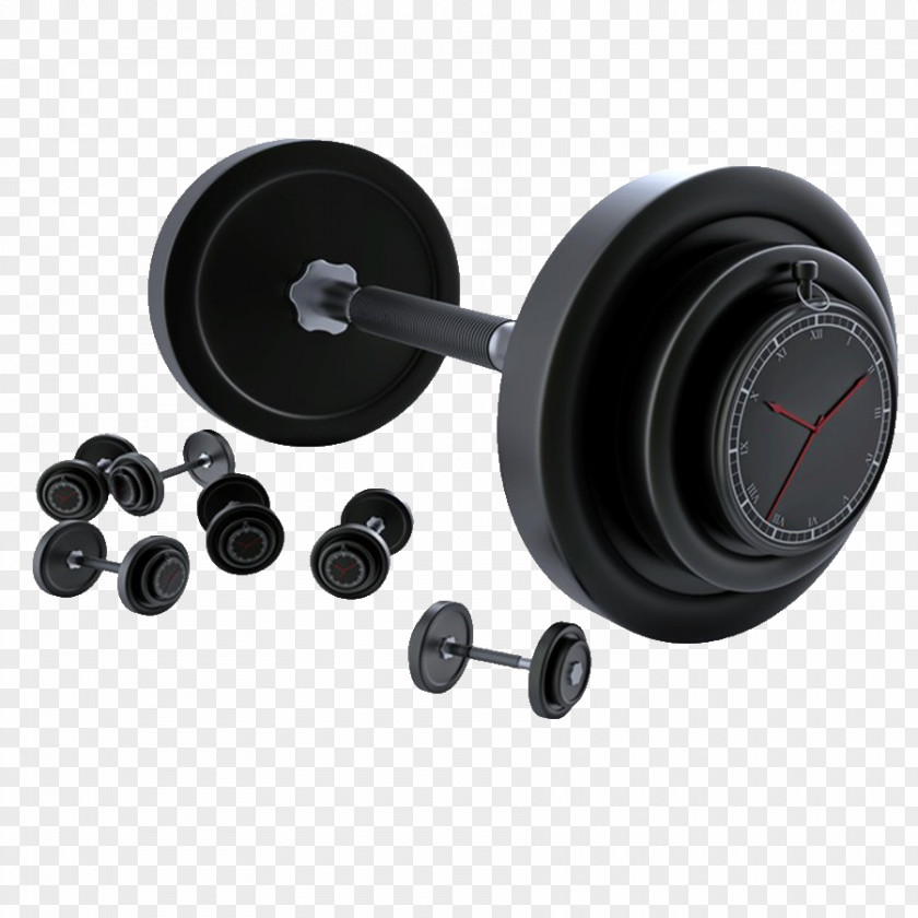 Black Barbell Bodybuilding Olympic Weightlifting Dumbbell Sports Equipment PNG