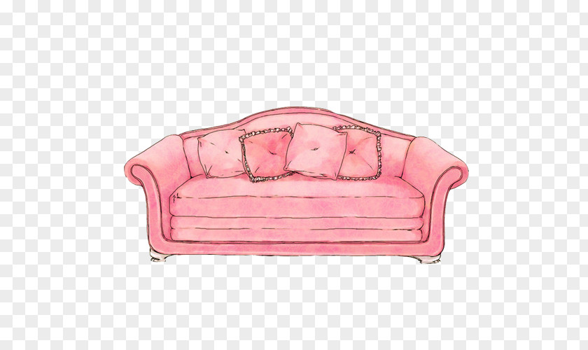 Sofa Hand Painting Material Picture Bed Couch Furniture Illustration PNG