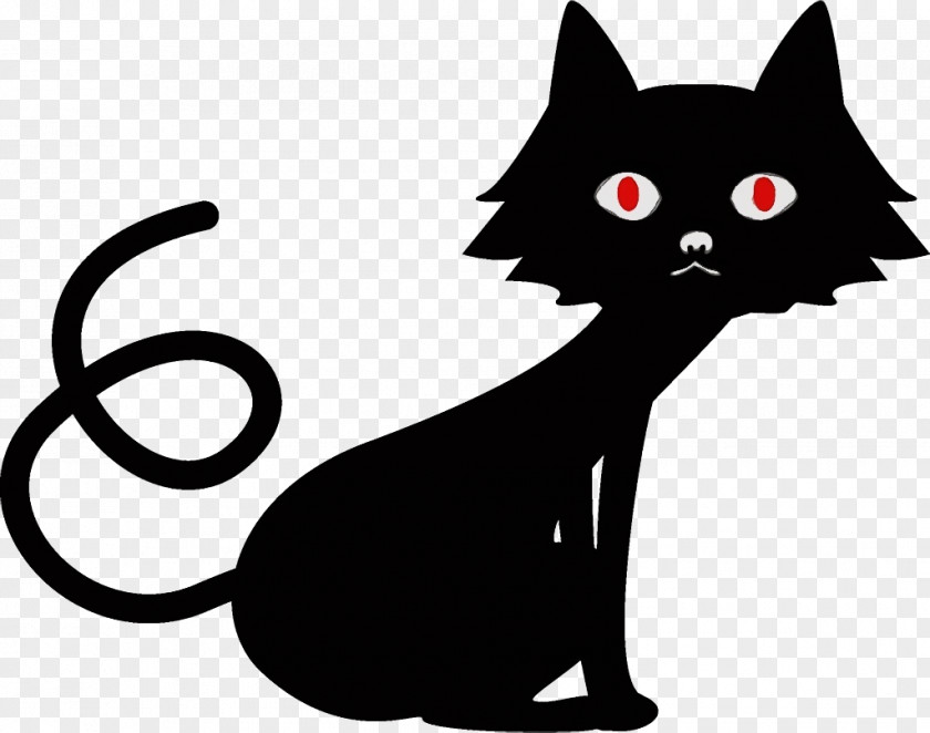 Whiskers Cartoon Cat Black Small To Medium-sized Cats White PNG