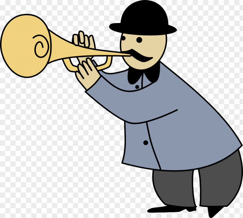 Cartoon Trumpet Man Pop-up Book Clip Art PNG