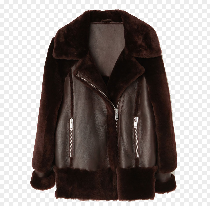 Jacket Leather Fur Clothing Overcoat PNG
