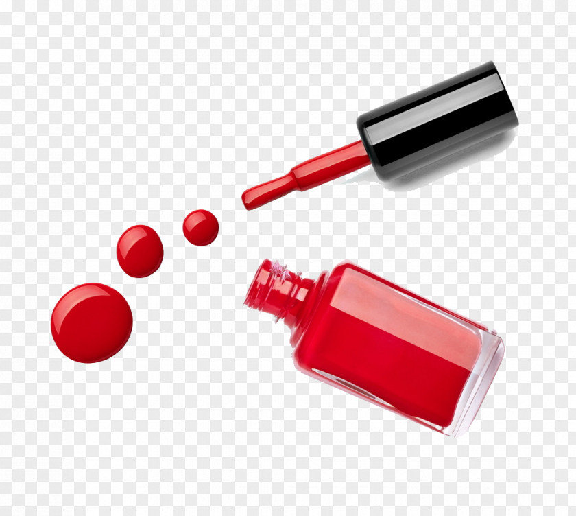 Red Nail Polish And Oil Brush Cosmetics Manicure Salon PNG