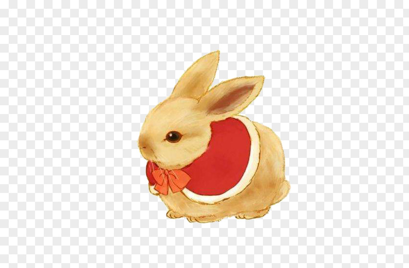 Red Rabbit Cartoon Painting Illustration PNG