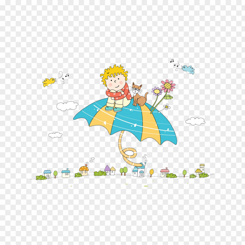 The Child Sitting On Umbrella Sylvester Cartoon PNG