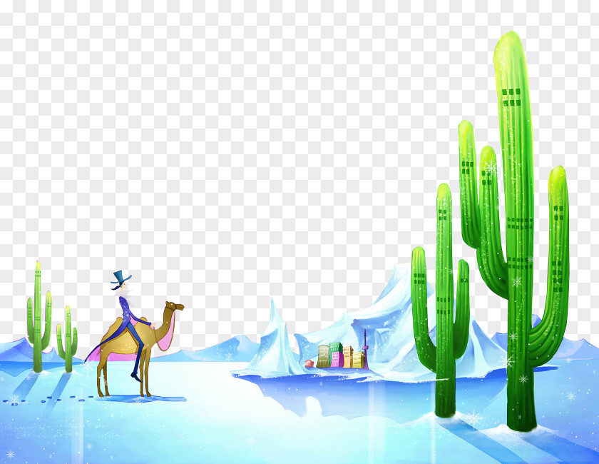 Cactus Poster Background Cartoon Illustration PNG