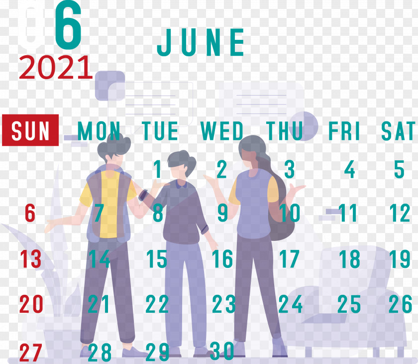 June 2021 Calendar Printable PNG