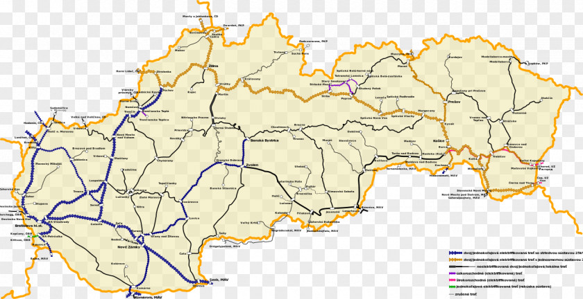Map Slovakia Rail Transport Train Railway PNG