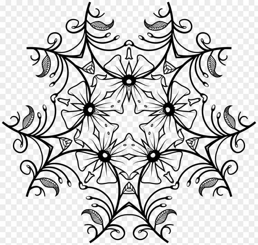Design Floral Art Black And White PNG