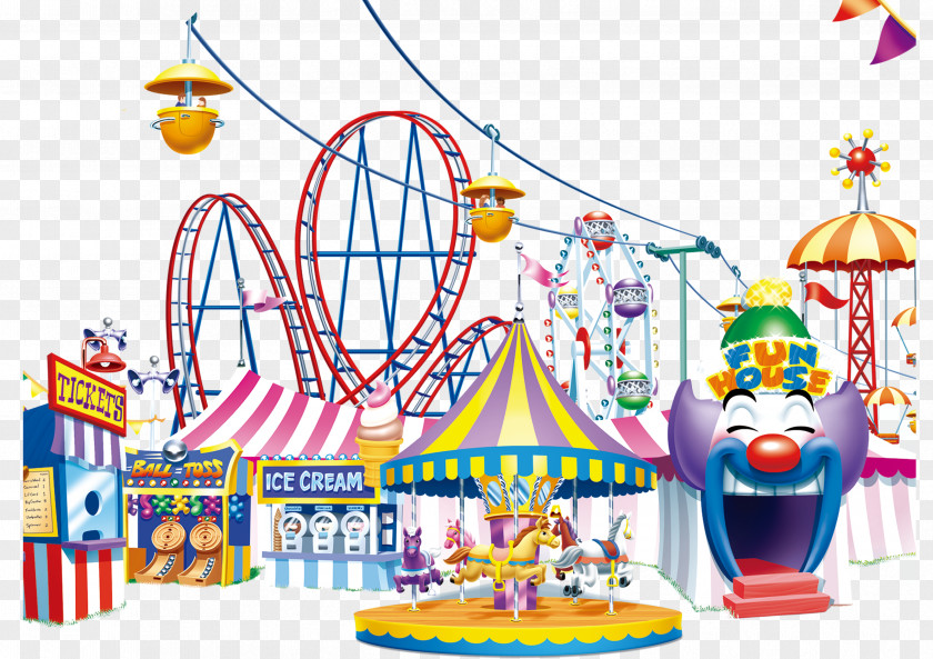 Happy Amusement Park Carousel PNG