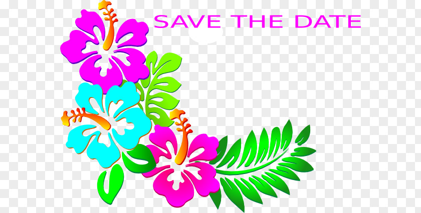 Wedding Save Date Hawaiian Hibiscus Flower Clip Art PNG