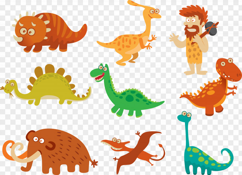 Cartoon Dinosaur Tyrannosaurus Brontosaurus Triceratops Clip Art PNG