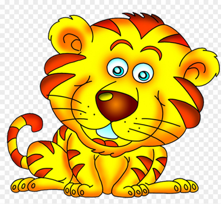 Cartoon Golden Tiger Image Chinese New Year PNG