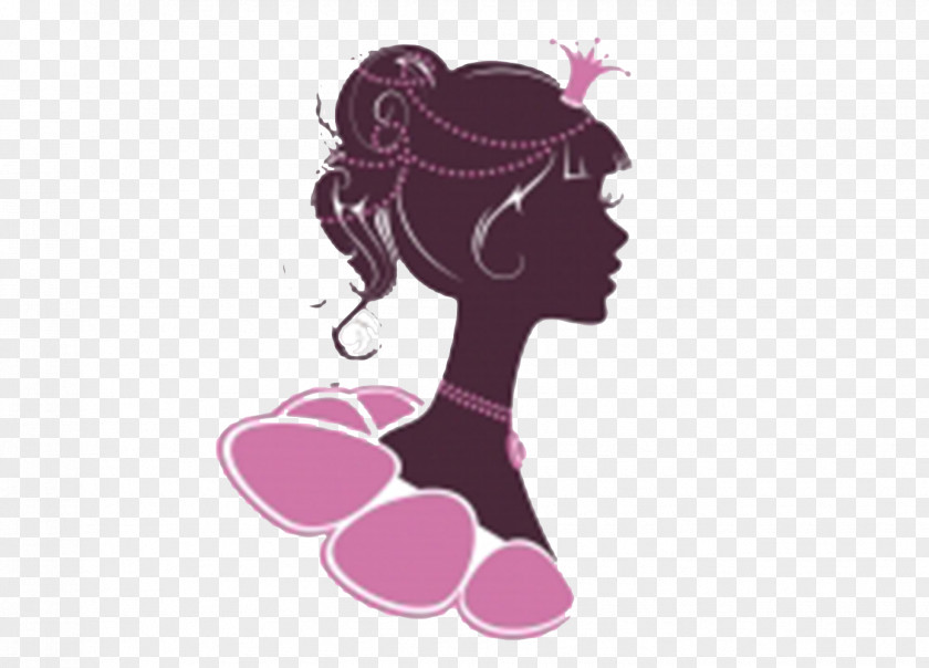 Crowned Woman Head Silhouette Princess Euclidean Vector Illustration PNG