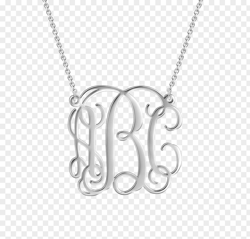 Jewellery Monogram Sterling Silver Necklace PNG