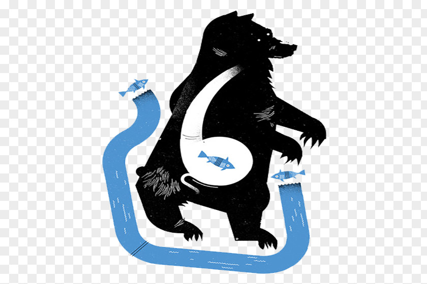 Simple Black River Bears Bear Drawing Graphic Design Illustration PNG