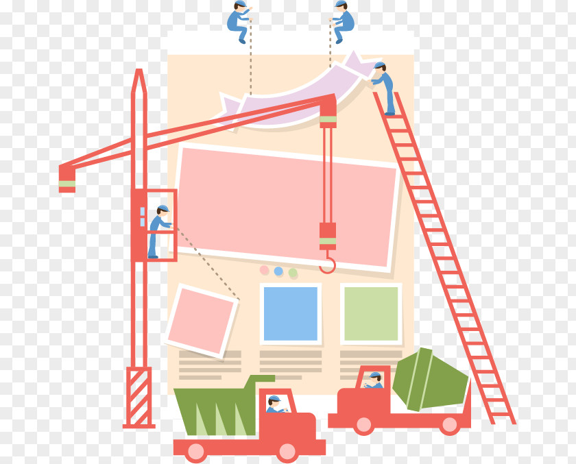 Vector Cartoon City Building Architectural Engineering Construction Worker PNG