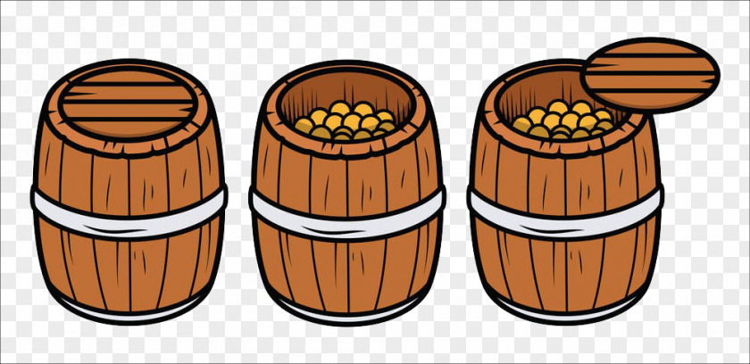 Put The Gold Coin Cartoon Royalty-free Barrel Illustration PNG
