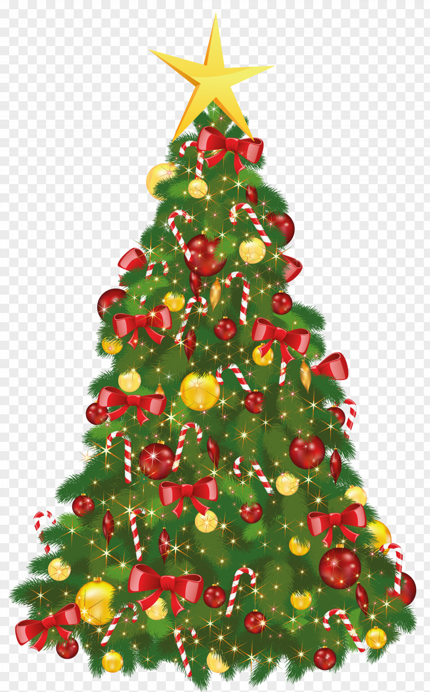 Transparent Xmas Tree With Star Christmas Day Santa Claus PNG