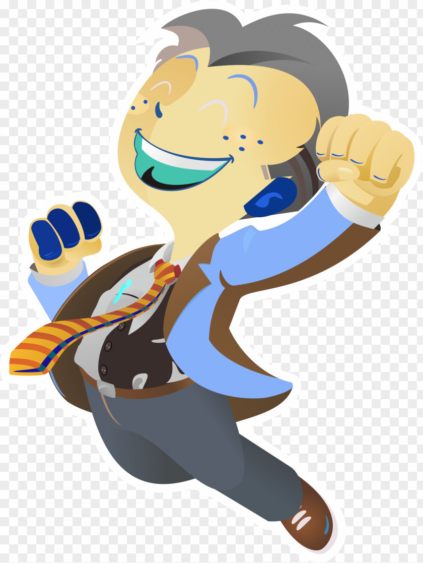 Old Businessman In The Joy Of Success Cartoon Illustration PNG