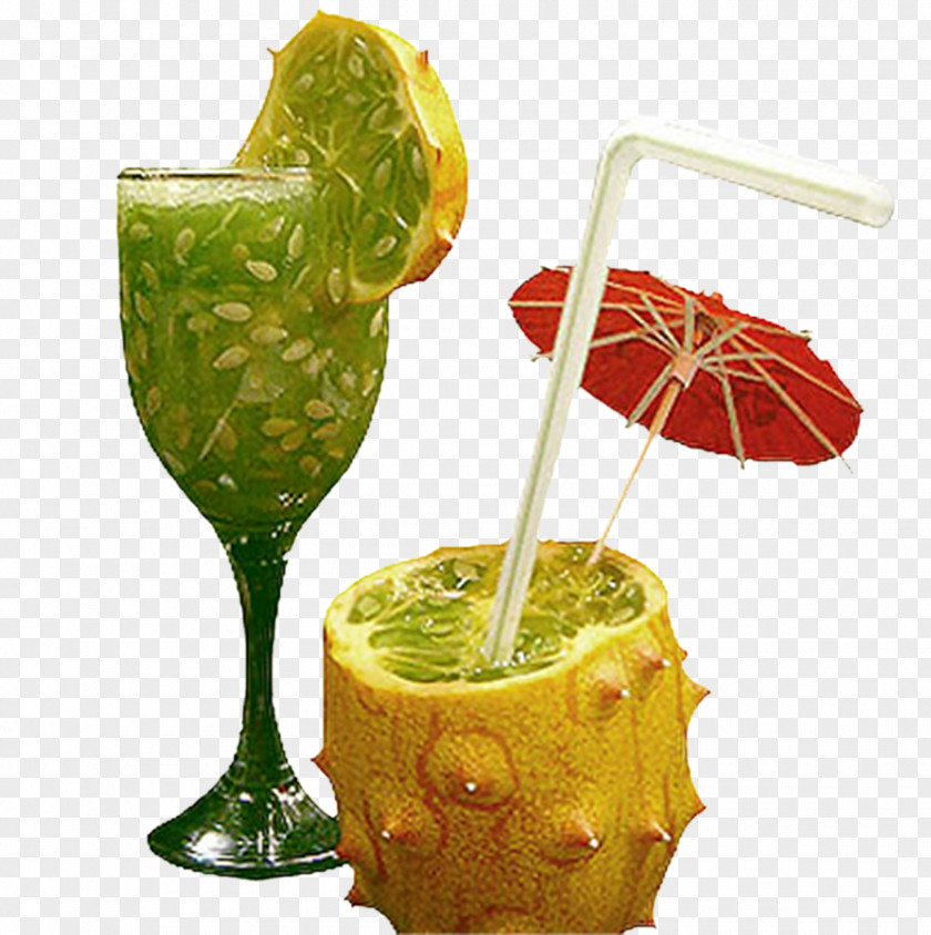Cute Horned Melon Cup Juice Cocktail Garnish Health Shake Non-alcoholic Drink PNG