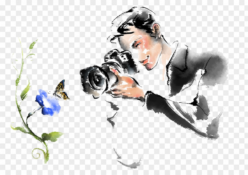 Hand Drawn Watercolor Wind Camera Focus Shooting Painting Drawing PNG