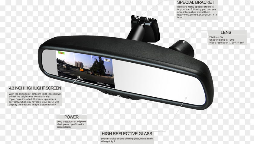Mirror Effect Rear-view Car Light Camera PNG