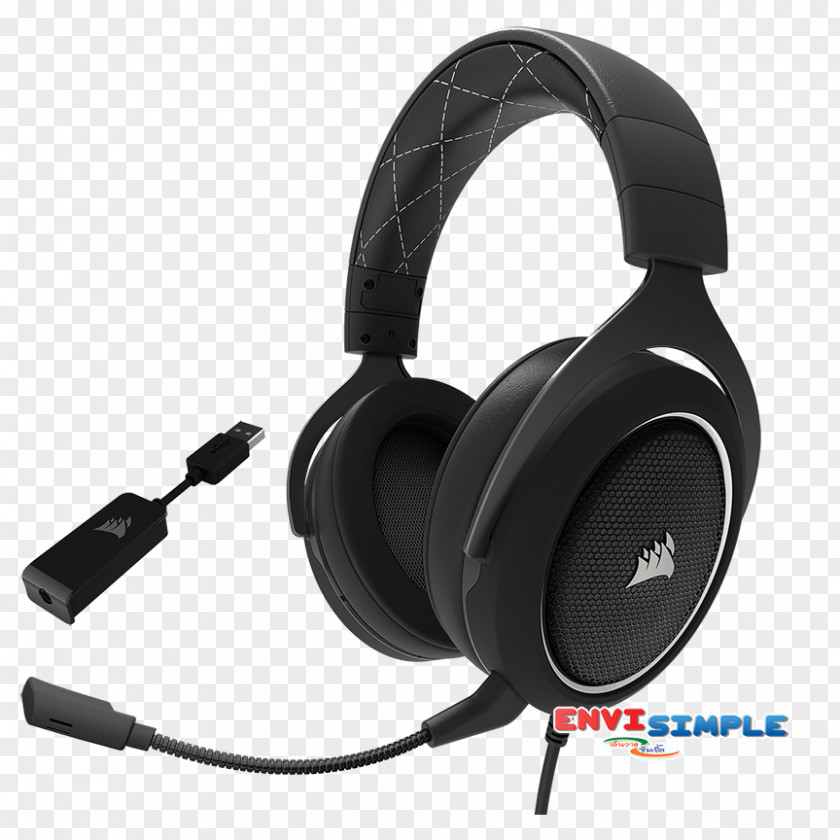 Corsair Wireless Headset White CORSAIR HS60 SURROUND Gaming 7.1 Surround Sound Headphones PNG