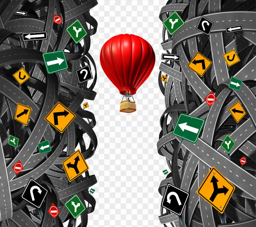 Entwined Road Hot Air Balloon Leadership Stock Photography Businessperson Strategy PNG